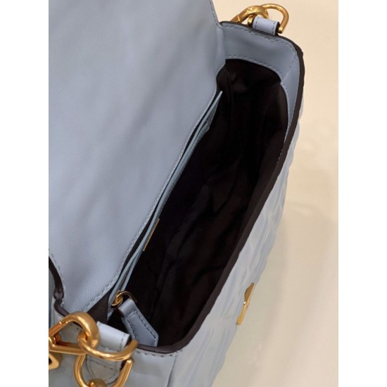 Replica Fendi Medium Baguette Bag FF Nappa Blue