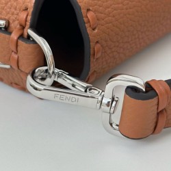 Replica Fendi Medium Baguette Selleria bag with 612 hand-sewn topstitche Brown