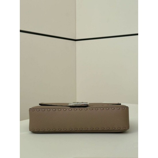 Replica Fendi Medium Baguette Selleria bag with 612 hand-sewn topstitche Gray