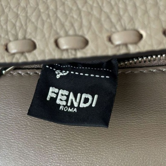 Replica Fendi Medium Baguette Selleria bag with 612 hand-sewn topstitche Gray