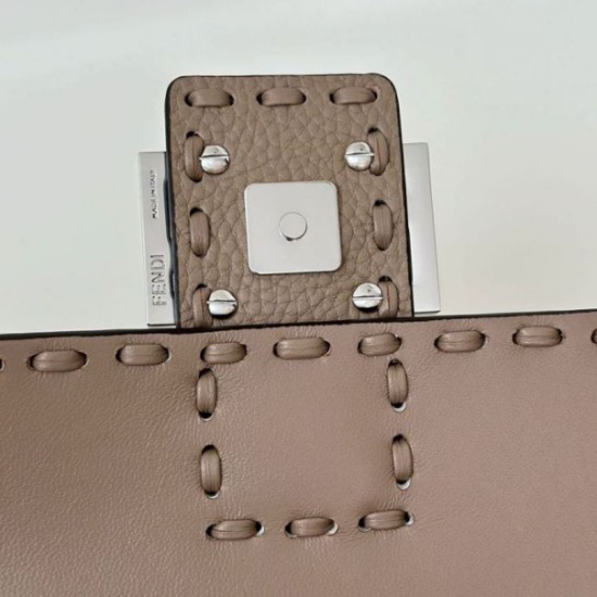 Replica Fendi Medium Baguette Selleria bag with 612 hand-sewn topstitche Gray