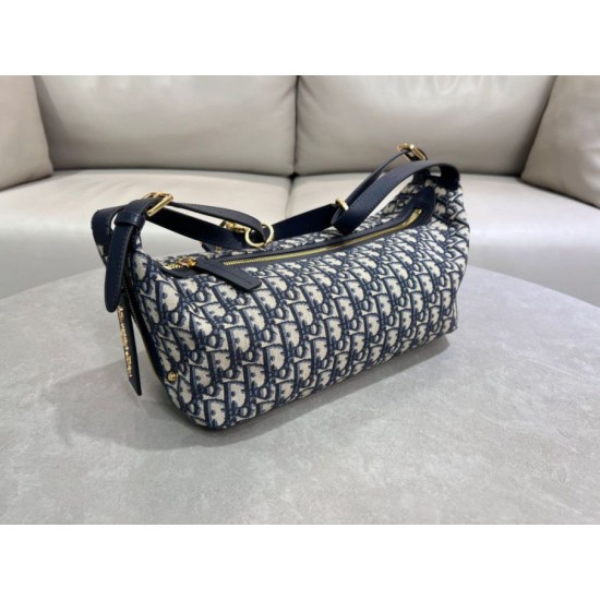 Replica Dior Small/Medium D-Journey Bag Dior Oblique Jacquard Blue