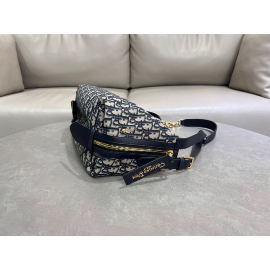 Replica Dior Small/Medium D-Journey Bag Dior Oblique Jacquard Blue