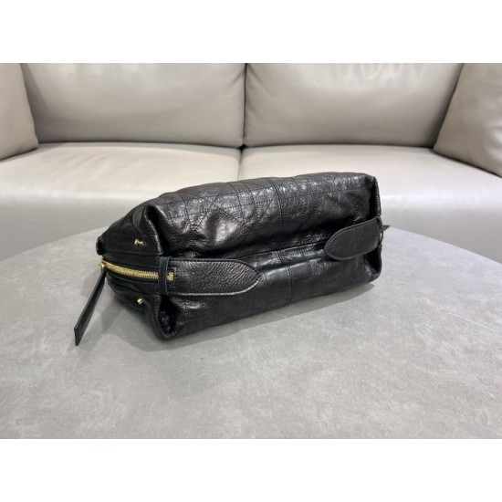 Dior Small/Medium D-Journey Flat Macrocannage Bag Crinkled Black
