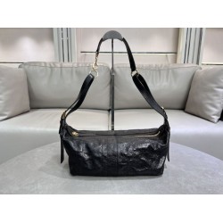 Dior Small/Medium D-Journey Flat Macrocannage Bag Crinkled Black