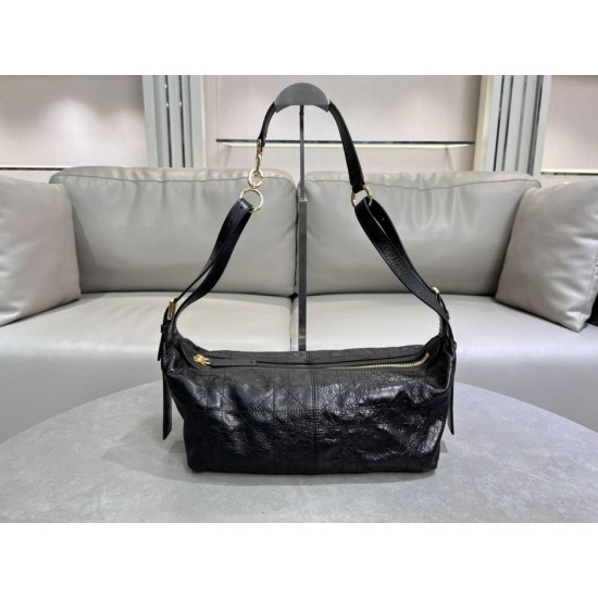 Dior Small/Medium D-Journey Flat Macrocannage Bag Crinkled Black