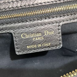 Dior Small/Medium D-Journey Flat Macrocannage Bag Crinkled Black