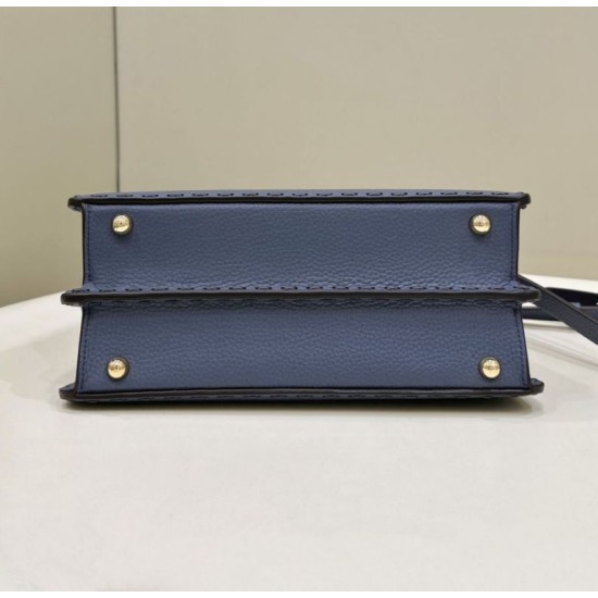 Replica Fendi Peekaboo ISeeU Small Selleria bag with 556 hand-sewn topstitches Blue