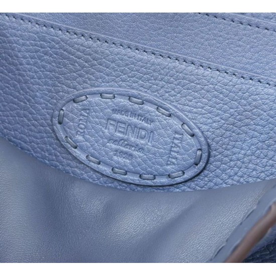 Replica Fendi Peekaboo ISeeU Small Selleria bag with 556 hand-sewn topstitches Blue