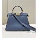 Replica Fendi Peekaboo ISeeU Small Selleria bag with 556 hand-sewn topstitches Blue