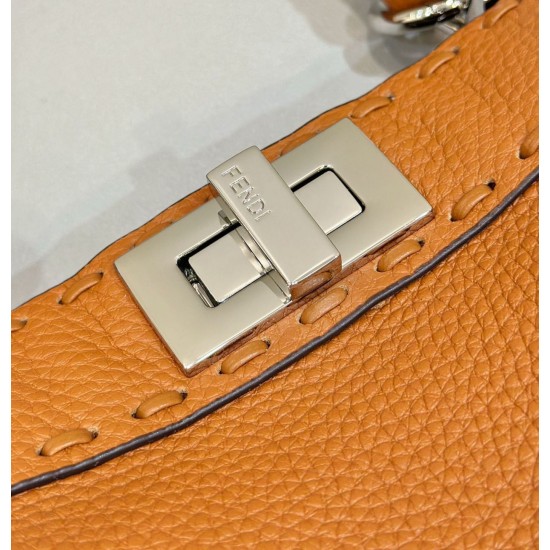 Replica Fendi Peekaboo ISeeU Small Selleria bag with 556 hand-sewn topstitches Brown