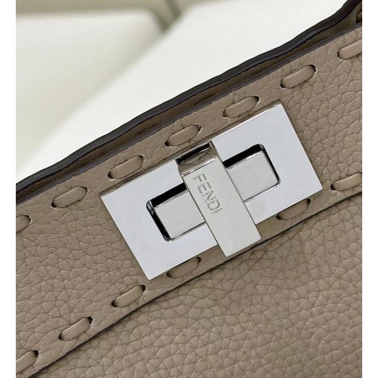 Replica Fendi Peekaboo ISeeU Small Selleria bag with 556 hand-sewn topstitches Gray