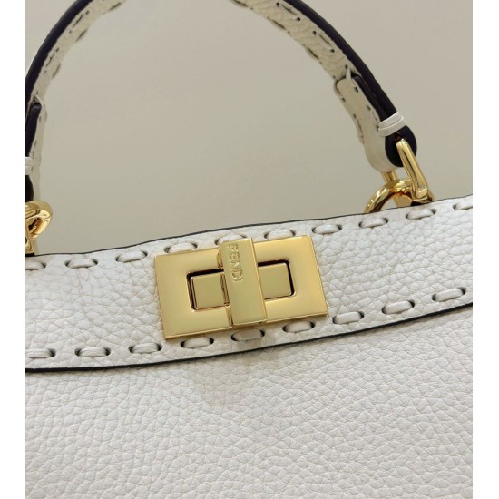 Replica Fendi Peekaboo ISeeU Small Selleria bag with 556 hand-sewn topstitches Beige