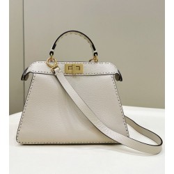 Replica Fendi Peekaboo ISeeU Small Selleria bag with 556 hand-sewn topstitches Beige