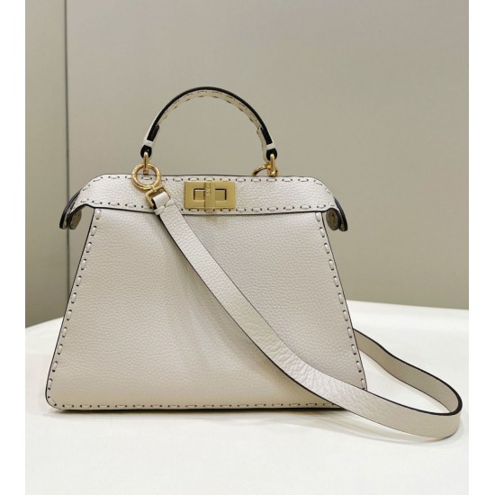 Replica Fendi Peekaboo ISeeU Small Selleria bag with 556 hand-sewn topstitches Beige