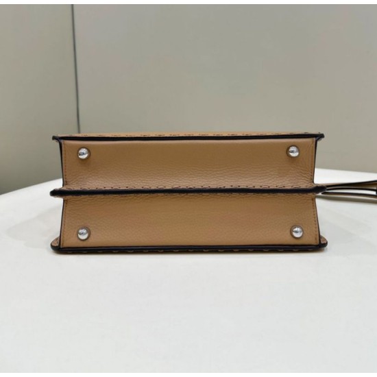 Replica Fendi Peekaboo ISeeU Small Selleria bag with 556 hand-sewn topstitches Brown