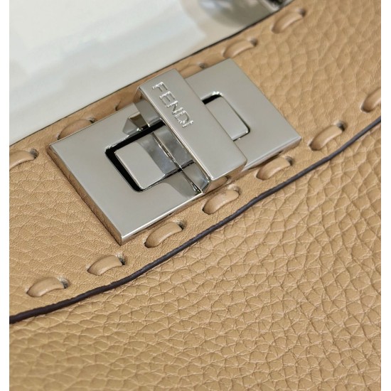 Replica Fendi Peekaboo ISeeU Small Selleria bag with 556 hand-sewn topstitches Brown