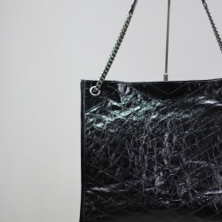Replica YSL Saint Laurent Niki Large Shopping Crinkled Vintage Bag Black