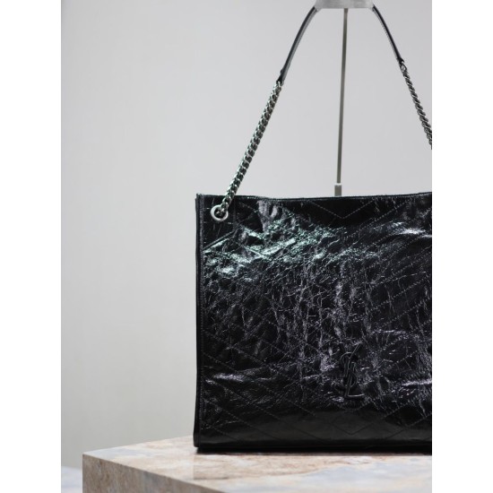 Replica YSL Saint Laurent Niki Large Shopping Crinkled Vintage Bag Black Replica YSL Saint Laurent Niki Large Shopping Crinkled Vintage Bag Black