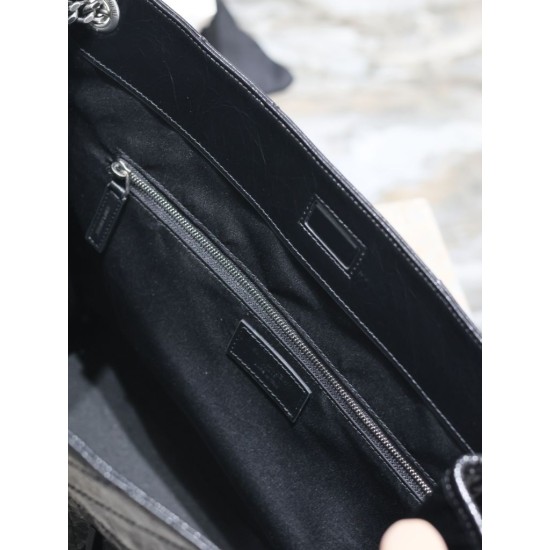 Replica YSL Saint Laurent Niki Large Shopping Crinkled Vintage Bag Black Replica YSL Saint Laurent Niki Large Shopping Crinkled Vintage Bag Black