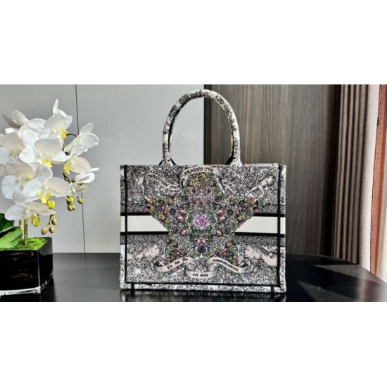 Replica Dior Medium Dior Book Tote Bag Embroidery with Multicolor Dior Around the World Motif