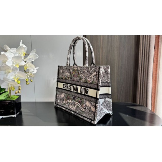 Replica Dior Medium Dior Book Tote Bag Embroidery with Multicolor Dior Around the World Motif