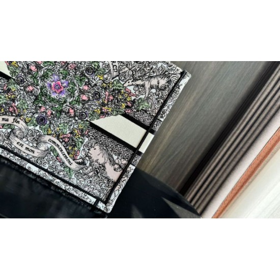 Replica Dior Medium Dior Book Tote Bag Embroidery with Multicolor Dior Around the World Motif