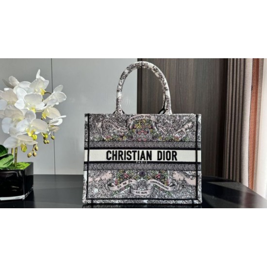 Replica Dior Medium Dior Book Tote Bag Embroidery with Multicolor Dior Around the World Motif