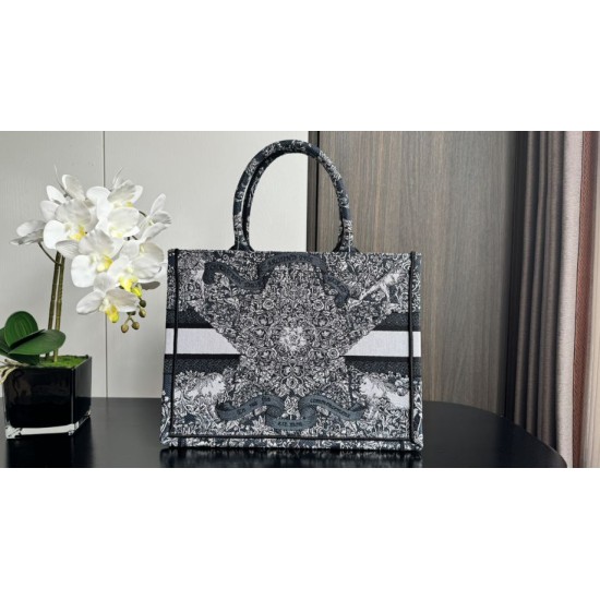 Replica Dior Medium Dior Book Tote Bag Embroidery with Multicolor Dior Around the World Motif Blue