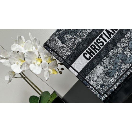 Replica Dior Medium Dior Book Tote Bag Embroidery with Multicolor Dior Around the World Motif Blue