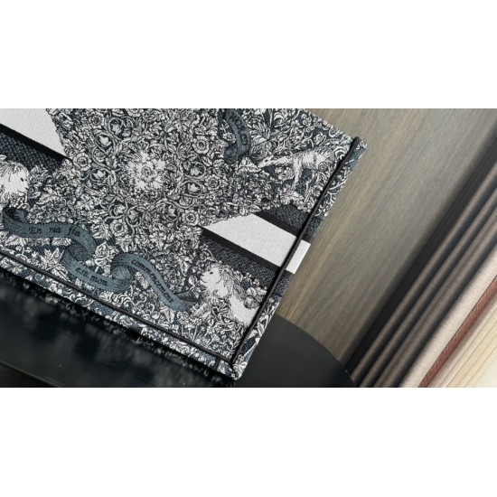 Replica Dior Medium Dior Book Tote Bag Embroidery with Multicolor Dior Around the World Motif Blue