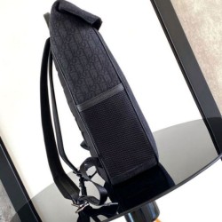Replica Dior 8 Roll Top Backpack Dior Oblique Jacquard Black