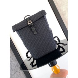 Replica Dior 8 Roll Top Backpack Dior Oblique Jacquard Black