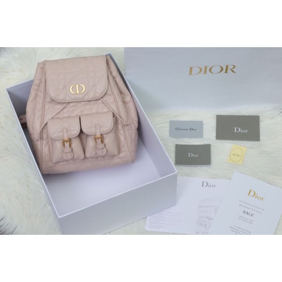 Replica Dior Medium Dior Caro Backpack Pink Macrocannage 
