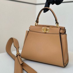Replica Fendi Mini Iconic Peekaboo Bag Light Brown