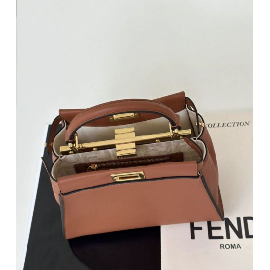 Replica Fendi Mini Iconic Peekaboo Bag Brown