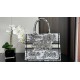 Replica Dior Medium Dior Book Tote Bag Embroidery Toile de Jouy Scotland Motif White/Black