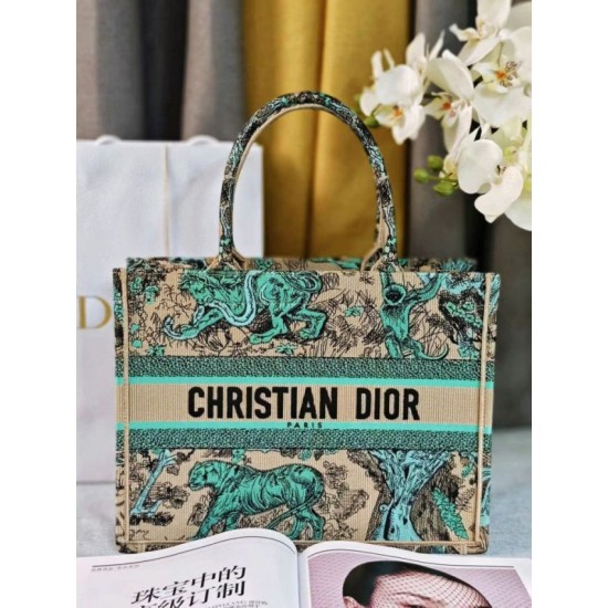 Replica Dior Medium Dioriviera Book Tote Raffia with Pink Toile de Jouy Sauvage Embroidery Fake Sale