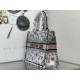 Replica Dior Medium Book Tote Bag Toile de Jouy Flower Embroidery White/Blue