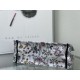 Replica Dior Medium Book Tote Bag Toile de Jouy Flower Embroidery White/Blue