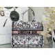 Replica Dior Medium Book Tote Bag Toile de Jouy Flower Embroidery White/Blue