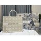 Replica Dior Medium/Large Book Tote Bag Oversized rattan embroidery White/Gold