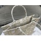 Replica Dior Medium/Large Book Tote Bag Oversized rattan embroidery White/Gold