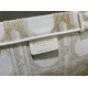 Replica Dior Medium/Large Book Tote Bag Oversized rattan embroidery White/Gold