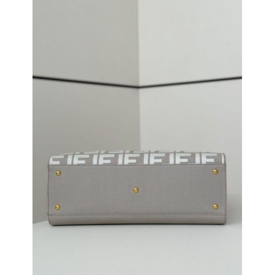 Replica Fendi Peekaboo-Tote Bag FF Gray