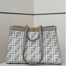 Replica Fendi Peekaboo-Tote Bag FF Gray