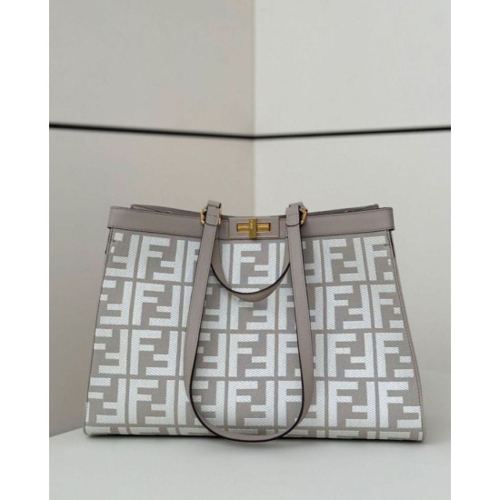 Replica Fendi Peekaboo-Tote Bag FF Gray