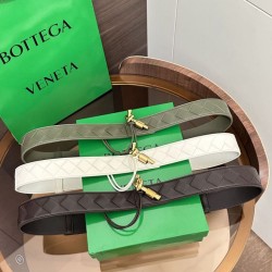 Best Replica BV Andiamo Intrecciato Nappa Belt 2cm Green/White/Coffee Knockoff