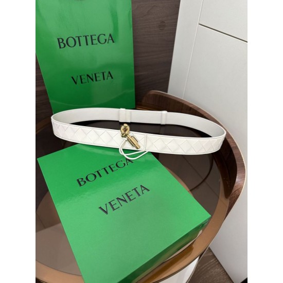 Best Replica BV Andiamo Intrecciato Nappa Belt 2cm Green/White/Coffee Knockoff
