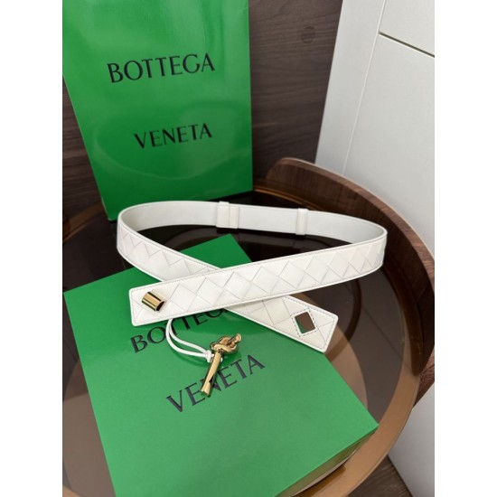 Best Replica BV Andiamo Intrecciato Nappa Belt 2cm Green/White/Coffee Knockoff